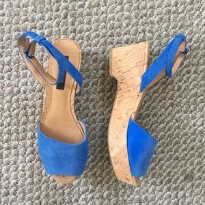Blue Ann Taylor peep toe platform sandals